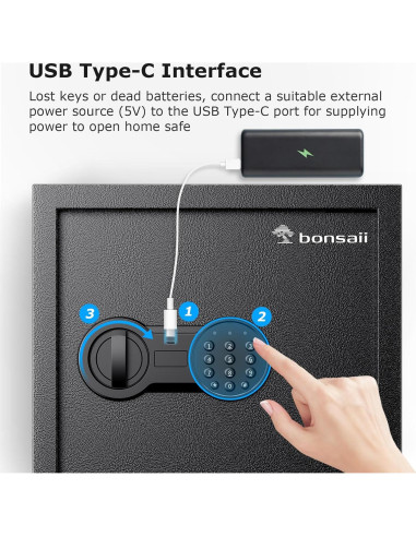 Caja Fuerte Digital Bonsaii de Acero 1.2 Pies Cúbicos con Estante