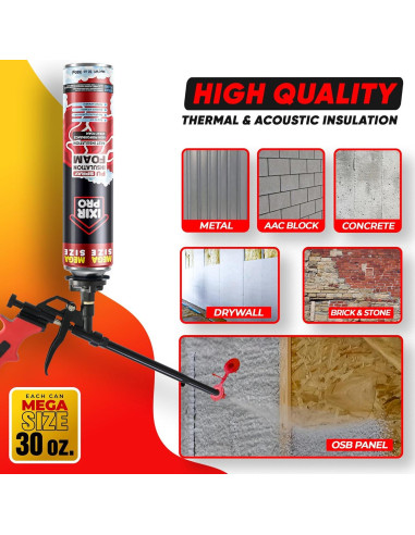 Kit de Aislamiento de Espuma en Spray ixirpro - 3 Piezas 850 g