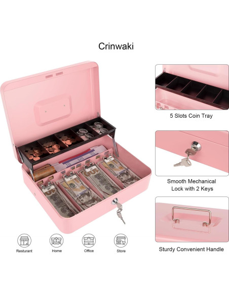 Caja de Dinero Crinwaki con Cerradura Llave 30x24x9cm Rosa Caja de Dinero Crinwaki con Cerradura Llave 30x24x9cm Rosa