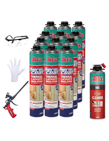 Kit de Aislamiento en Spray Akfix Thermcoat 12 Latas 240 m Kit de Aislamiento en Spray Akfix Thermcoat 12 Latas 240 m