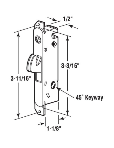 Cerradura de Mortaja Valores Esenciales para Puerta Corredera 9.37 cm