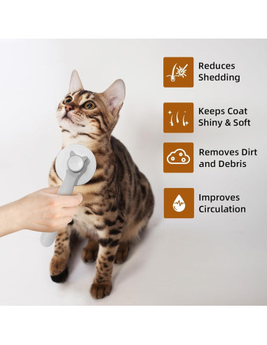 Cepillo Slicker Autolimpiante para Gatos y Perros Rosa - Mango Ergonómico