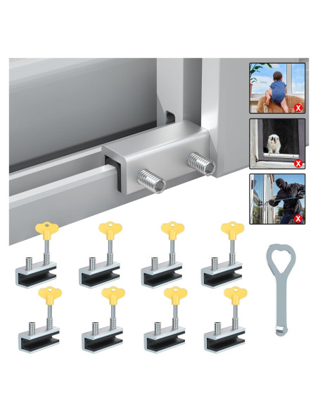 Cerraduras Deslizantes de Seguridad Reliancer - 8 Piezas Aluminio Cerraduras Deslizantes de Seguridad Reliancer - 8 Piezas Aluminio