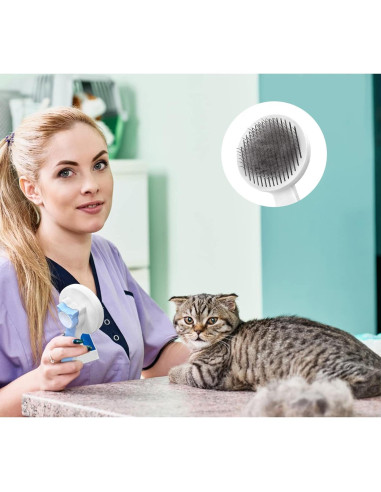 Cepillo Slicker Autolimpiante para Gatos y Perros Rosa - Mango Ergonómico