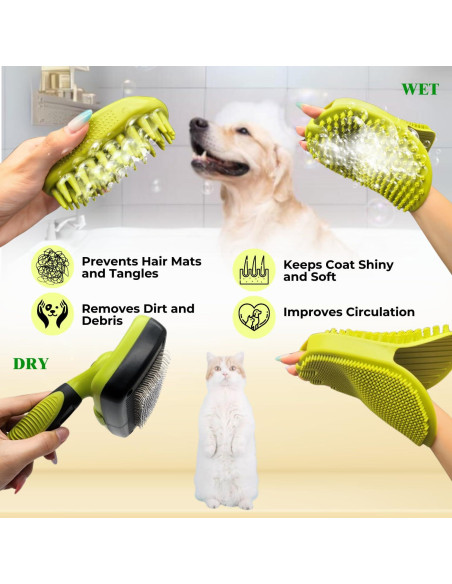 Set de Acicalamiento para Mascotas ENUKYCOM - Cepillo Slicker Autolimpiante y Baño de Silicona Set de Acicalamiento para Mascotas ENUKYCOM - Cepillo Slicker Autolimpiante y Baño de Silicona