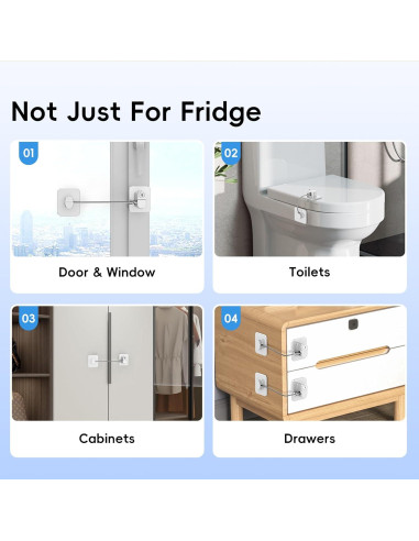 Cerradura de Seguridad para Refrigerador y Gabinetes - 2 Pcs Blanca