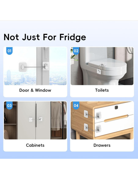 Cerradura de Seguridad para Refrigerador y Gabinetes - 2 Pcs Blanca Cerradura de Seguridad para Refrigerador y Gabinetes - 2 Pcs Blanca