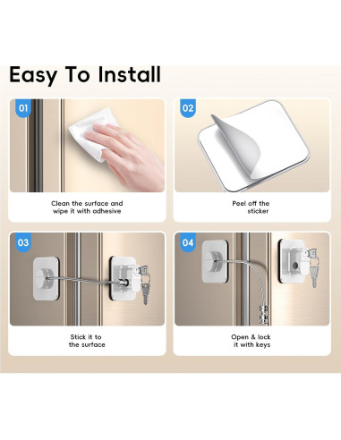 Cerradura de Seguridad para Refrigerador y Gabinetes - 2 Pcs Blanca