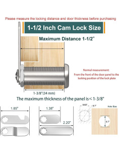 Cerraduras de Gabinete Yqwwda 1-1/2" con Llave - 3 Pcs 2