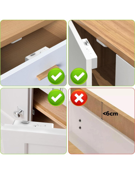 Cerradura de Cajón eLinkSmart RFID NFC Blanca Sin Perforar Cerradura de Cajón eLinkSmart RFID NFC Blanca Sin Perforar