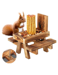 Comedero para Ardillas UUMENHA de Madera Carbonizada