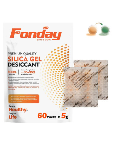 Paquetes de Gel de Silica Fonday 5g x 60 Unidades Grado Alimenticio