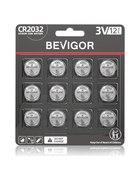 Batería de Litio CR2032 BEVIGOR 12 Unidades 3V Alta Densidad Batería de Litio CR2032 BEVIGOR 12 Unidades 3V Alta Densidad