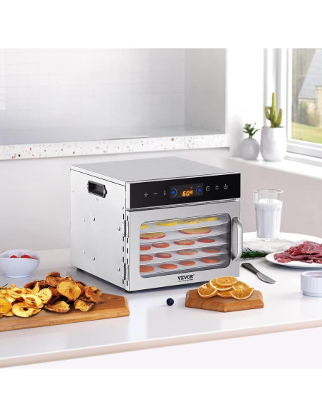 Deshidratadora de Alimentos VEVOR 6 Bandejas Acero Inoxidable 400W Deshidratadora de Alimentos VEVOR 6 Bandejas Acero Inoxidable 400W