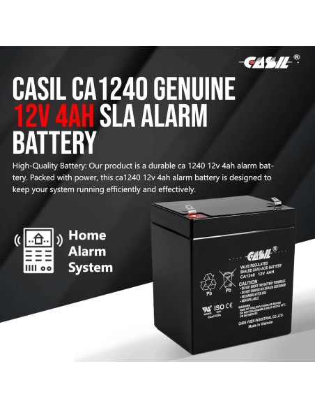 Batería Casil CA1240 12V 4Ah para sistema de alarma Batería Casil CA1240 12V 4Ah para sistema de alarma