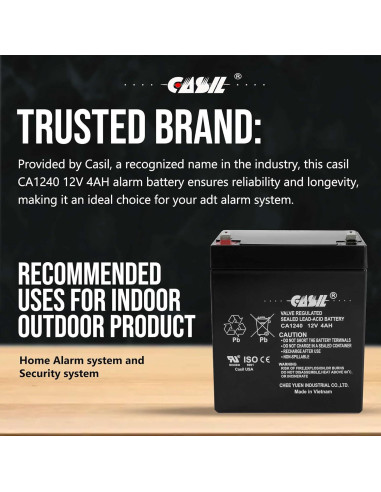Batería Casil CA1240 12V 4Ah para sistema de alarma