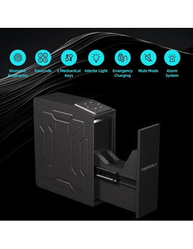 Caja Fuerte Biométrica PINEWORLD S3 para Pistola - Acceso Rápido