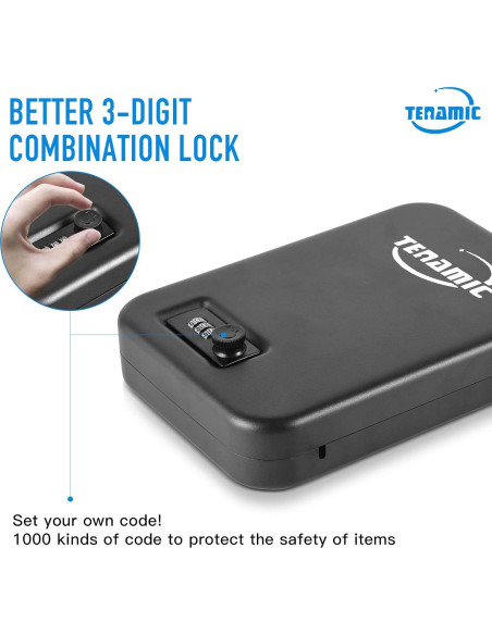 Caja Fuerte Portátil Tenamic para Pistolas 24.1x16.5cm Negra Caja Fuerte Portátil Tenamic para Pistolas 24.1x16.5cm Negra