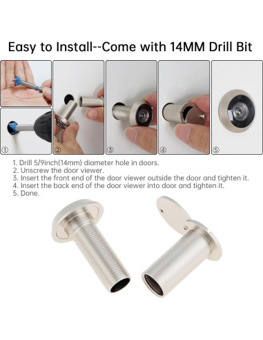 Mirilla de Puerta Latón Sólido 180 Grados Niquelado 14 mm