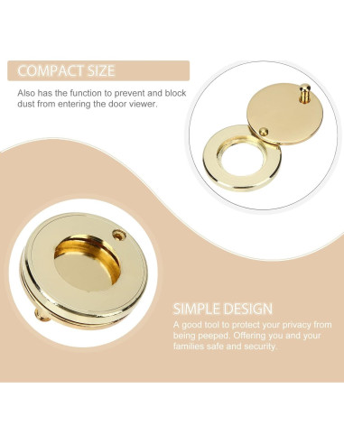 Cubierta de Mirilla de Seguridad Veemoon Oro 5.5x3cm Cobre