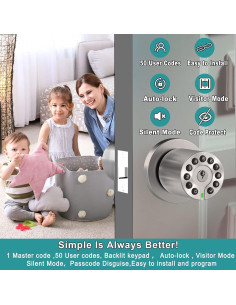 Perilla de puerta electrónica BOTHSTAR YJ20 con teclado y llave 2