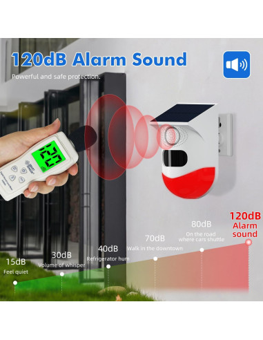 Alarma Solar con Luz Estroboscópica Waytronic 120dB IP67