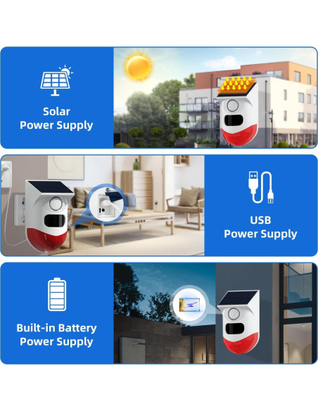 Alarma Solar con Luz Estroboscópica Waytronic 120dB IP67 Alarma Solar con Luz Estroboscópica Waytronic 120dB IP67