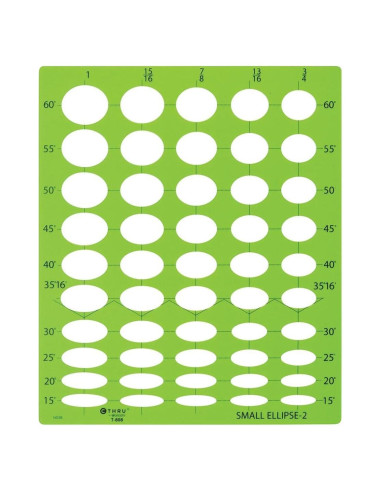 Plantilla de Elipse Pequeña Westcott T-808 - Proyecciones 15 a 60