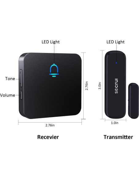 Timbre Inalámbrico SECRUI con Sensor y Receptor - 152.4m Timbre Inalámbrico SECRUI con Sensor y Receptor - 152.4m
