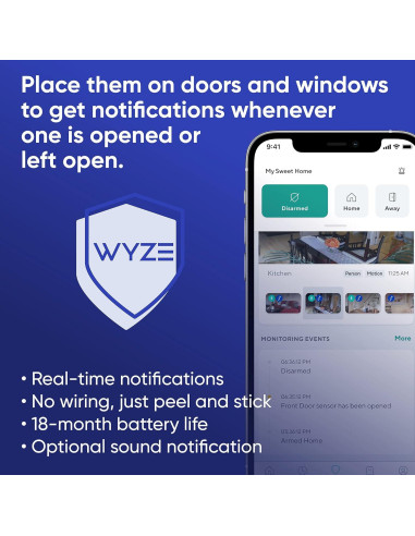 Sensor de Entrada Inalámbrico Wyze - Paquete de 3 para Ventanas y Puertas