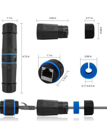 Acoplador RJ45 Iwillink a Prueba de Agua Cat6 - Paquete de 5 Acoplador RJ45 Iwillink a Prueba de Agua Cat6 - Paquete de 5