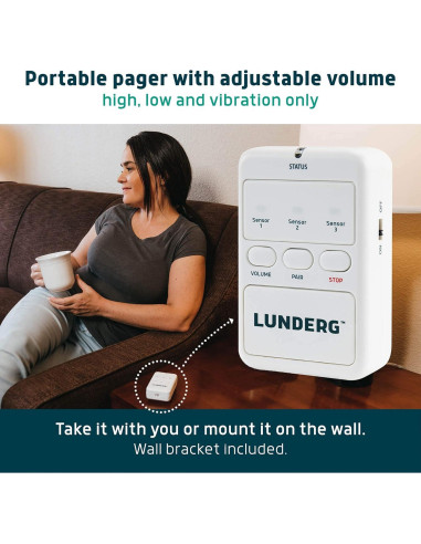 Alarma de Cama Inalámbrica Lunderg con Sensor y Pager - 25.4x83.8 cm