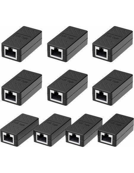 Acoplador RJ45 Dingsun Hembra a Hembra Cat7/Cat6/Cat5e (10 Unidades, Negro) Acoplador RJ45 Dingsun Hembra a Hembra Cat7/Cat6/Cat5e (10 Unidades, Negro)