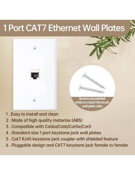 Placa de Pared FANYINTY CAT7 Ethernet 3 Paquetes 1 Puerto RJ45 Placa de Pared FANYINTY CAT7 Ethernet 3 Paquetes 1 Puerto RJ45