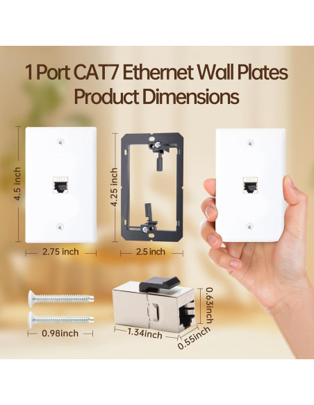 Placa de Pared FANYINTY CAT7 Ethernet 3 Paquetes 1 Puerto RJ45 Placa de Pared FANYINTY CAT7 Ethernet 3 Paquetes 1 Puerto RJ45