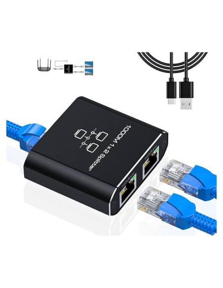 Divisor Ethernet Gigabit LIEZHUA 1 a 2 RJ45 1000Mbps Divisor Ethernet Gigabit LIEZHUA 1 a 2 RJ45 1000Mbps