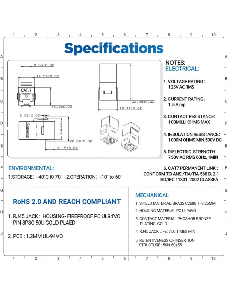 Acoplador Inline RJ45 CAT7 AMPCOM Blindado - Paquete de 6 Acoplador Inline RJ45 CAT7 AMPCOM Blindado - Paquete de 6