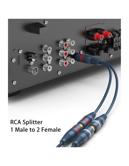 Divisor RCA 1 Macho 2 Hembras DteeDck 0.2m Anti-interferencia Divisor RCA 1 Macho 2 Hembras DteeDck 0.2m Anti-interferencia
