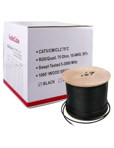 Cable coaxial RG6 Quad Shield Five Star 75 Ohm 304.8m