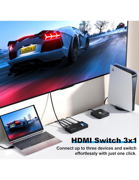Conmutador HDMI 4K 3 Puertos JCHICI con Control Remoto Conmutador HDMI 4K 3 Puertos JCHICI con Control Remoto