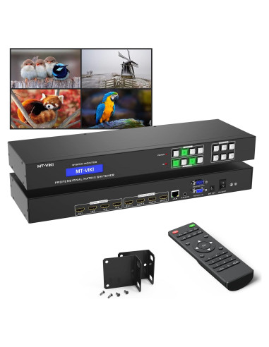 Conmutador Matriz HDMI 4x4 MT-VIKI 4K 30Hz con Audio Estéreo