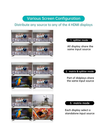 Conmutador Matriz HDMI 4x4 MT-VIKI 4K 30Hz con Audio Estéreo Conmutador Matriz HDMI 4x4 MT-VIKI 4K 30Hz con Audio Estéreo
