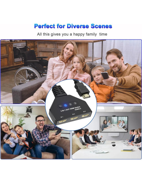 Conmutador HDMI 3 en 1 AUKOKIOULA 4K@60Hz Soporta HDCP 2.2 Conmutador HDMI 3 en 1 AUKOKIOULA 4K@60Hz Soporta HDCP 2.2