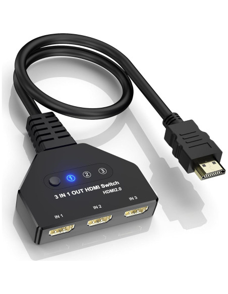 Conmutador HDMI 3 en 1 AUKOKIOULA 4K@60Hz Soporta HDCP 2.2 Conmutador HDMI 3 en 1 AUKOKIOULA 4K@60Hz Soporta HDCP 2.2