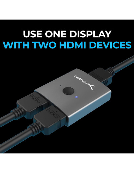 Interruptor HDMI Bidireccional 4K 60Hz SABRENT DA-HSW2 Interruptor HDMI Bidireccional 4K 60Hz SABRENT DA-HSW2