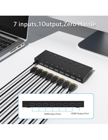 Interruptor HDMI 7 Puertos Y.D.F 4K 60Hz Selector Manual
