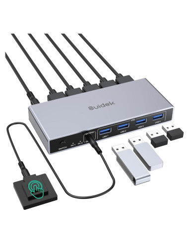 Interruptor KVM HDMI 4K 2 Computadoras SUIDEK USB 3.0