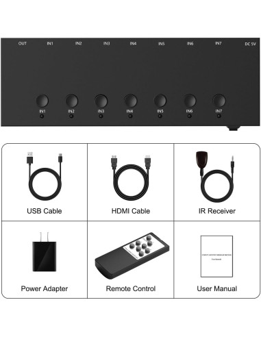 Interruptor HDMI 7 Puertos Y.D.F 4K 60Hz Selector Manual