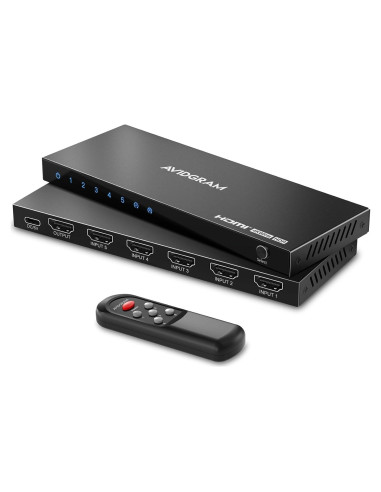 Conmutador HDMI 4K 60Hz AVIDGRAM 5 Puertos con Control Remoto