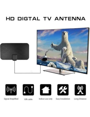 Antena Digital HD Interior Galkvoz 4K 1080P Amplificada 3m